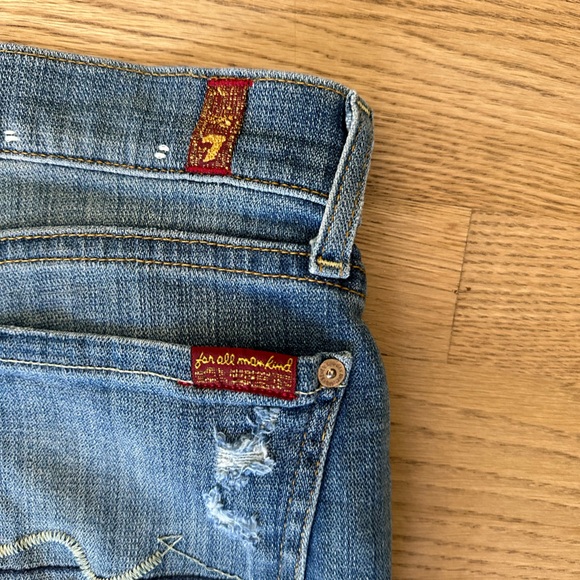 7 For All Mankind Josefina Distressed Skinny Boyfriend Jeans - Picture 4 of 9